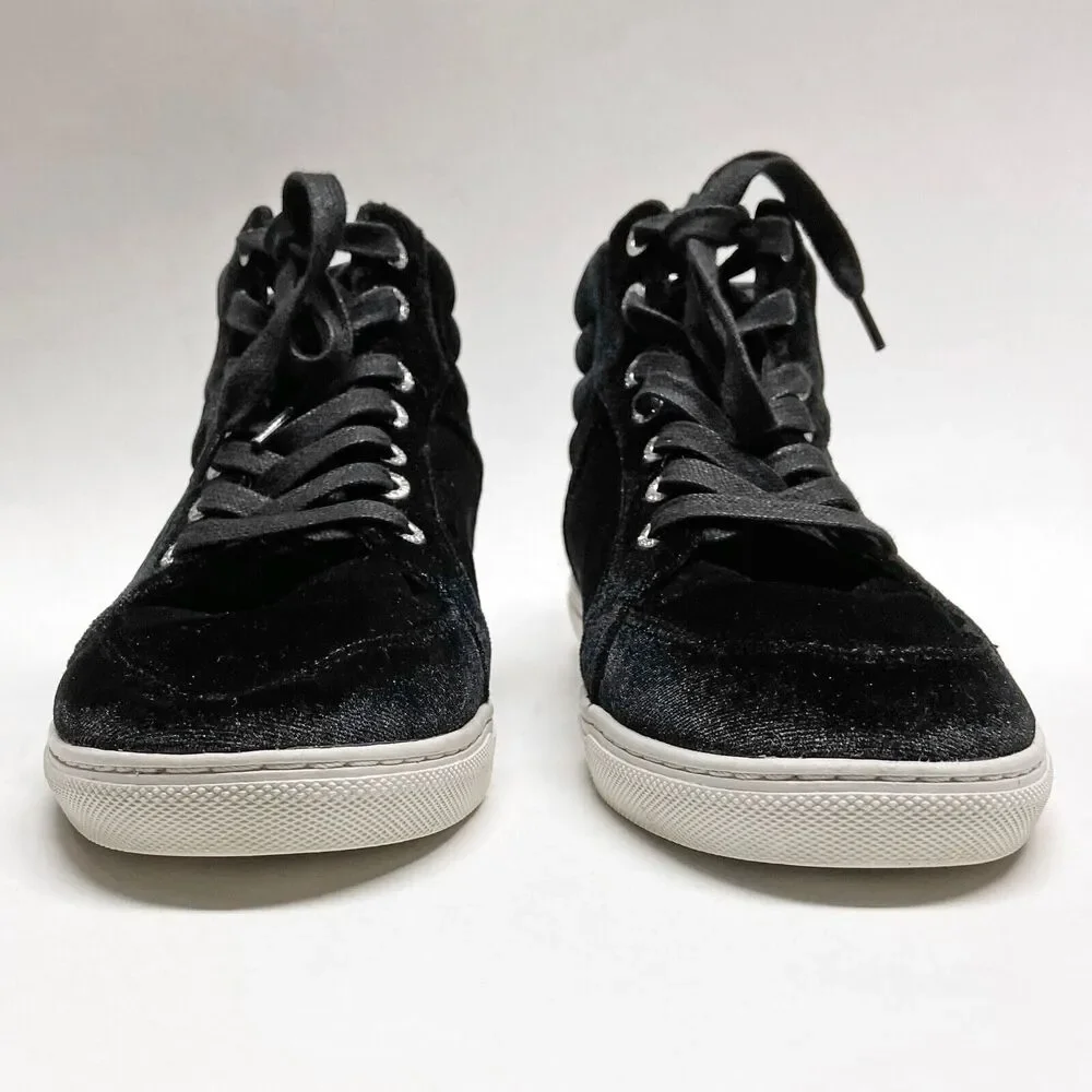 J/Slides NYC Women's Clique Black Velvet High Top Sneakers Size 8.5 Lace-up